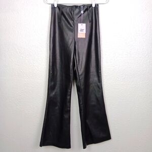 Tiger Mist Faux Leather Teddie Pant Size Small Black Bootcut MidRise 25x28 NWT